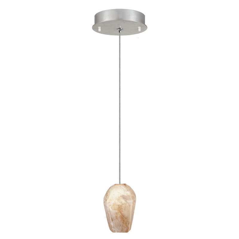 Mini Silver Quartz LED Glass Drop Pendant with Platinized Canopy
