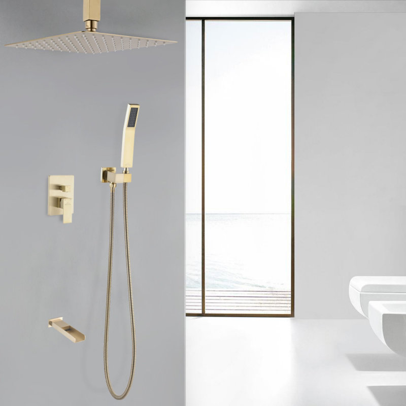 All-In-One Kit with Rough in-Valve, Brushed Gold