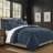 Shay Solid Dark Denim Cotton Comforter Set  8 Piece-109897515