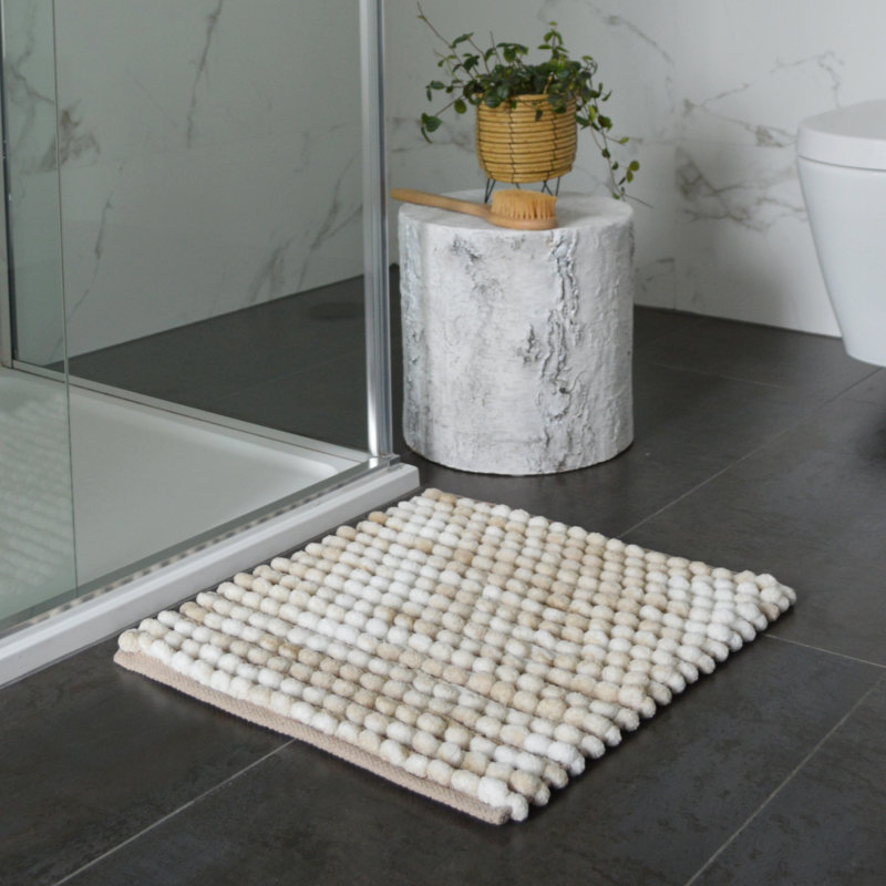 Rylann Marble Square Bath Mat, Beige