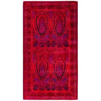 Overdyed Hand-Knotted Wool Modern-Contemporary Pink Area Rug 2' 10" x 5' 5"