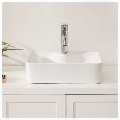 Hewei 15'' Ceramic Rectangular Vessel Bathroom Sink