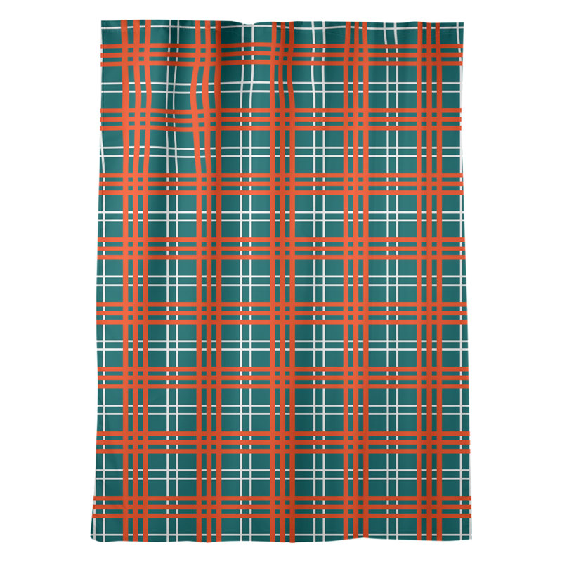 Room Darkening Curtain Single Panel, Teal/Orange/White