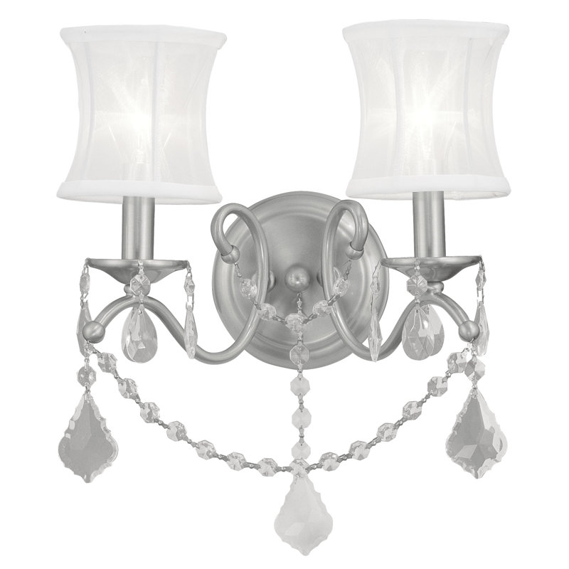 Applique murale à bras 2 lumières Evannah, Nickel brossé