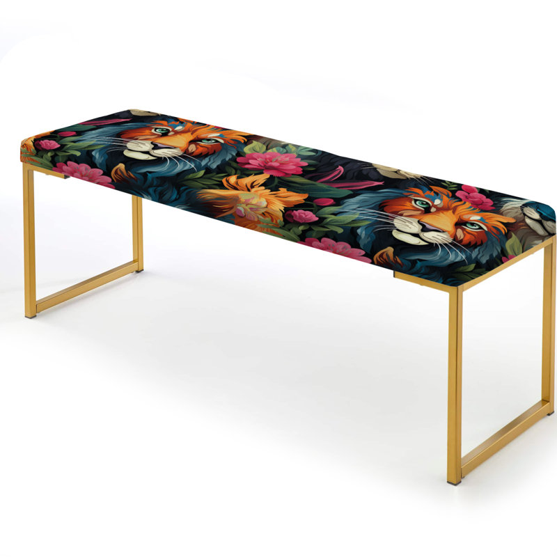 Eclectic Lion Extravaganza - Banc rembourré éclectique doré