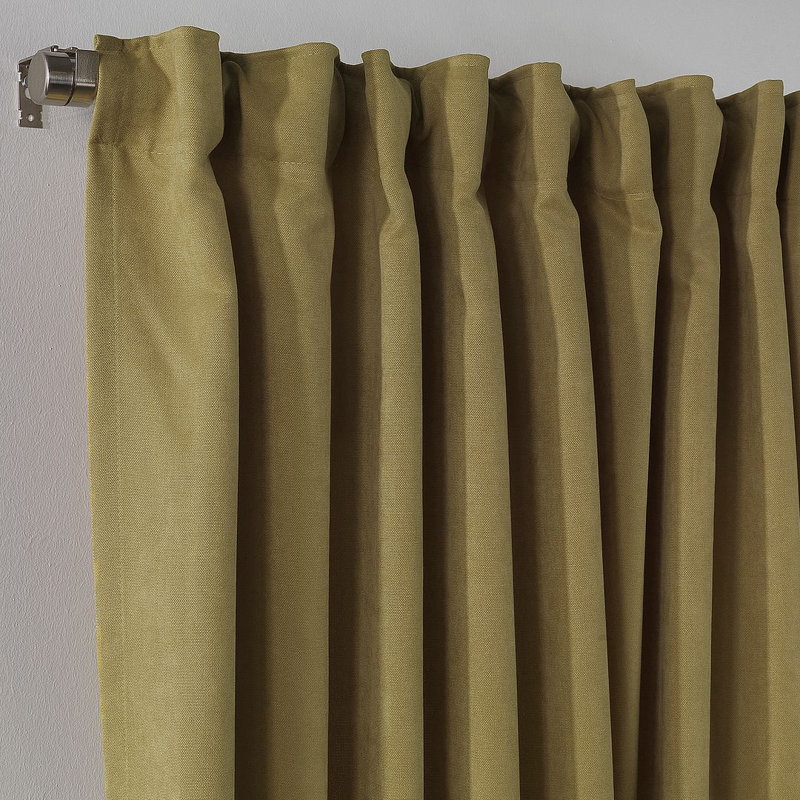 Blackout Thermal with Liner Extra Long & Extra Wide Decorative Curtain Single Panel, 140cm Width x 145cm Drop, Olive Green