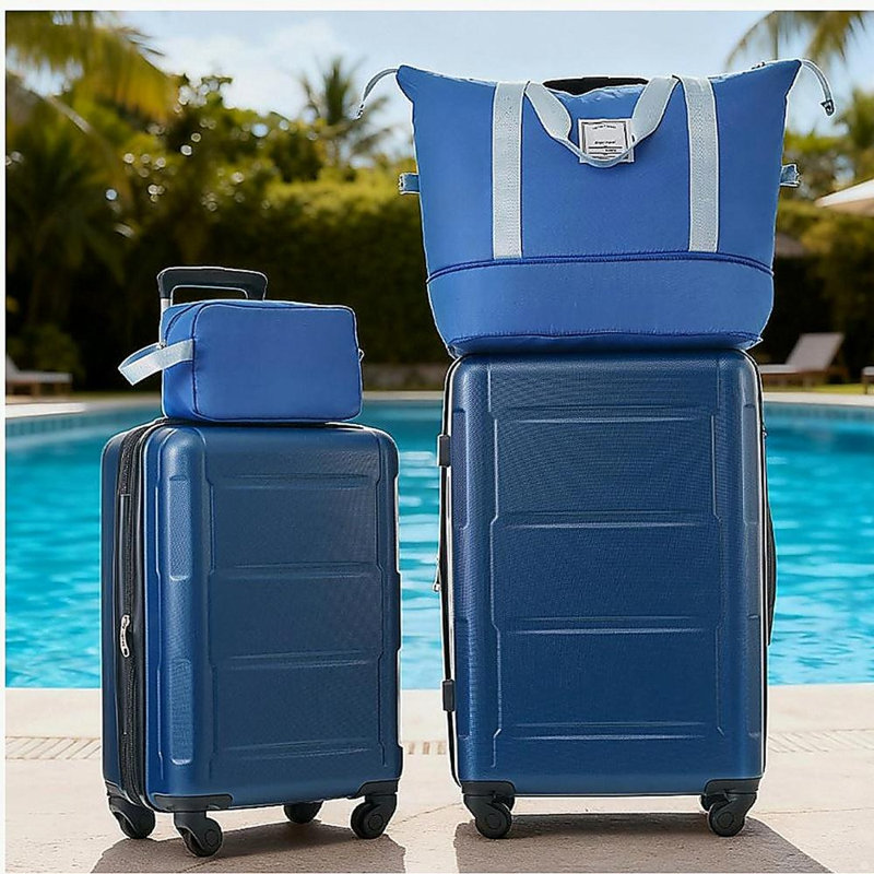 Ensemble de 2 valises avec sacs Valise à roulettes extensible ABS avec serrure TSA 20 pouces + 24 pouces