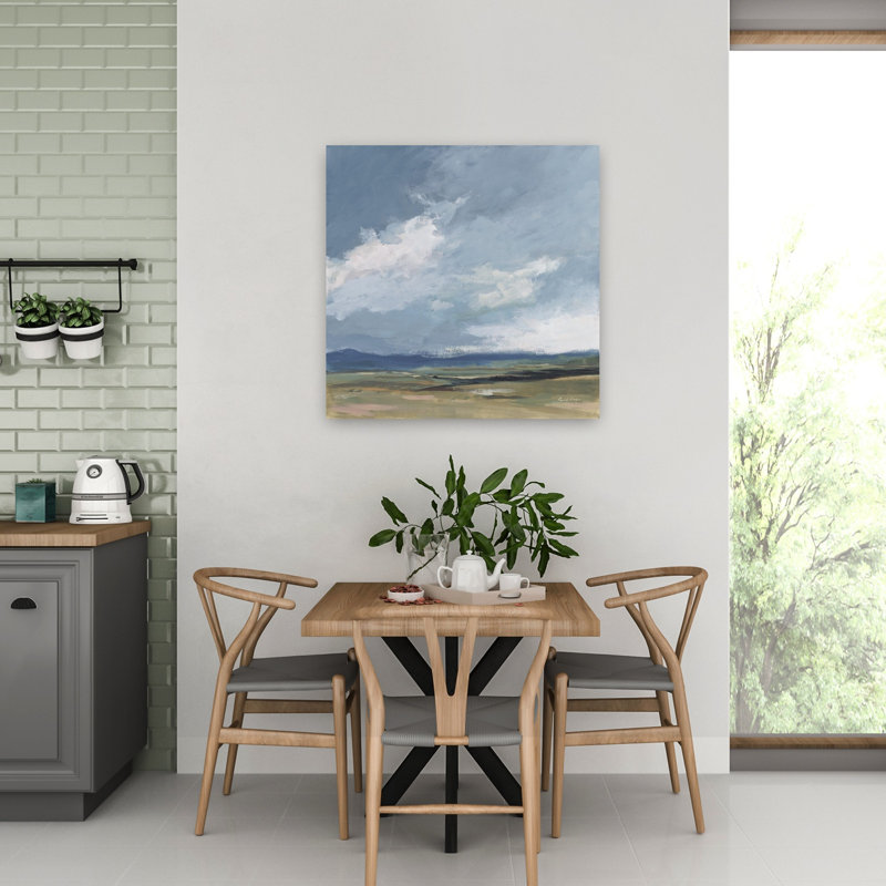 Tempête contemporaine d'août avec art gris-vert, H 32 po x l 32 po