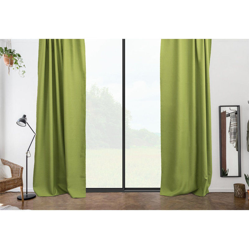 Room Darkening Single Curtain Panel, Green, 130cm W x 295cm H