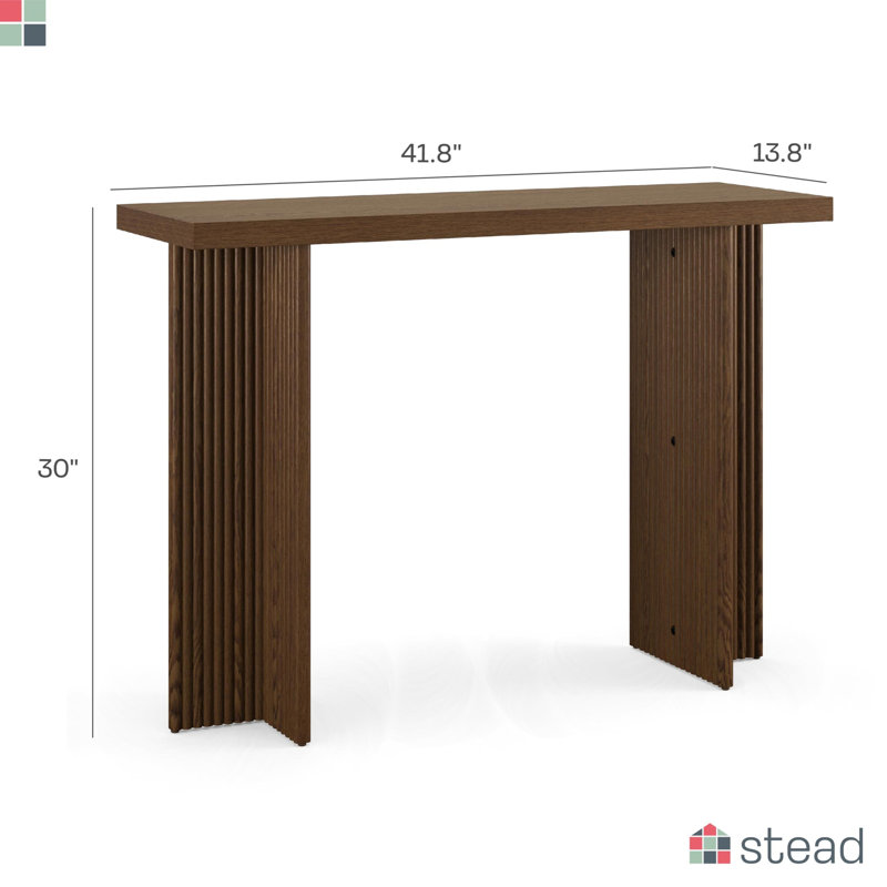 Walnut Fluted Console Table with Solid Wood Legs