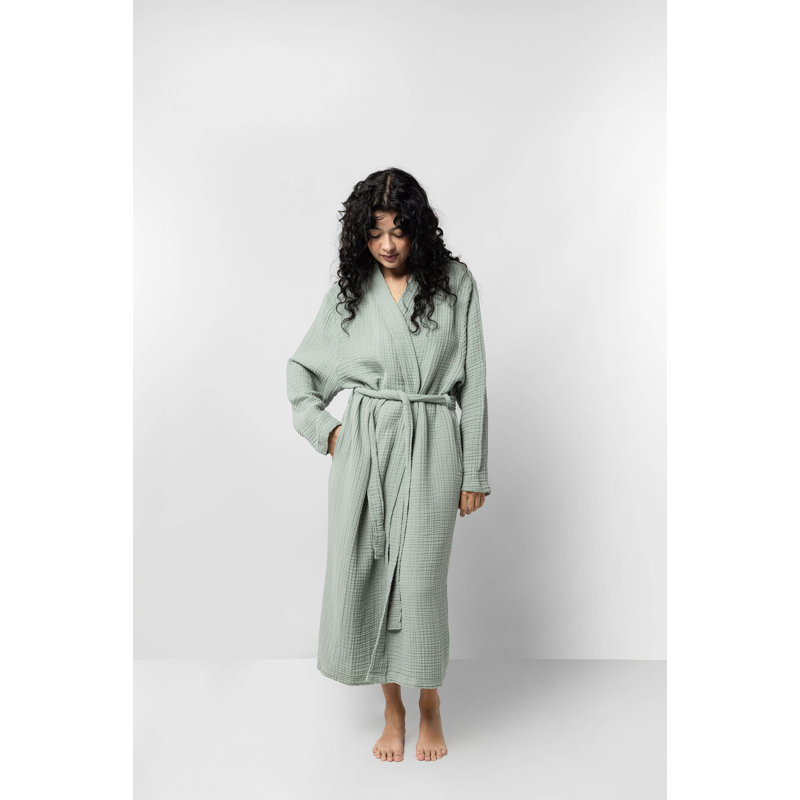 Kimono en mousseline de coton, Jade, P / M