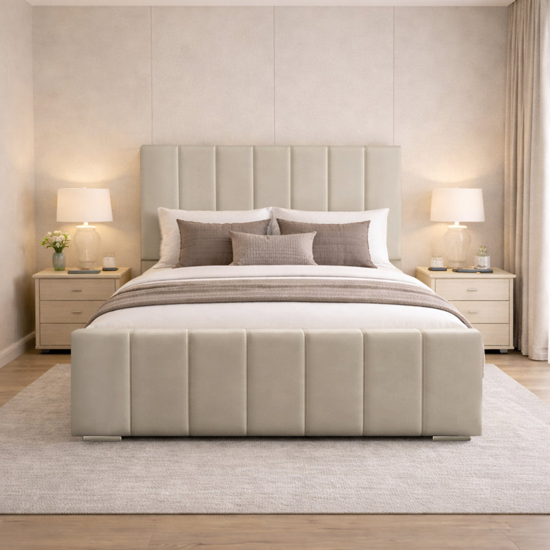 Connell Upholstered Bed Frame, Double (4'6), Coffee