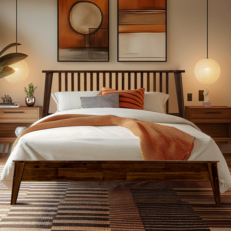 Kristoffer Premium Solid Wood Platform Bed Frame with Headboard – 800 lb Capacity, No Box Spring Needed, Fits All Mattresses
