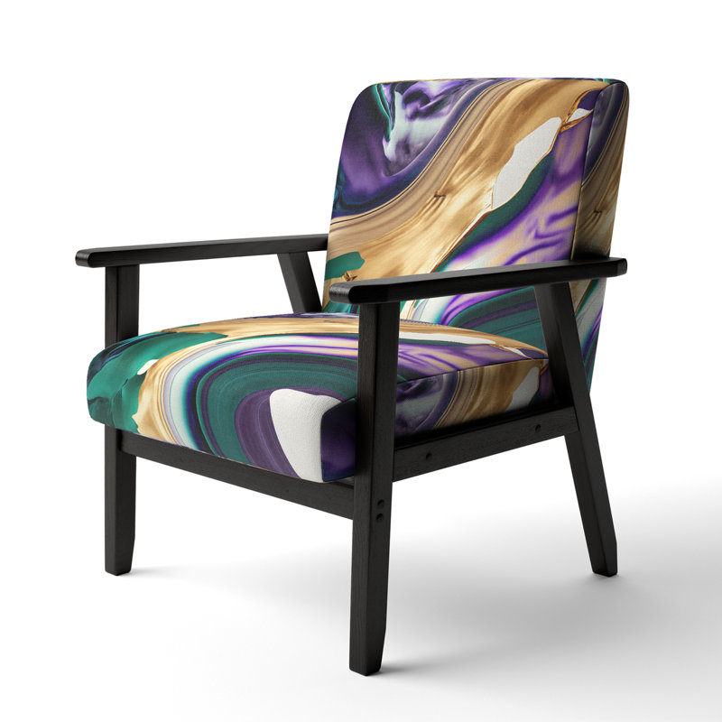 Fauteuil moderne rembourré mauve, vert et doré Bold Strokes I