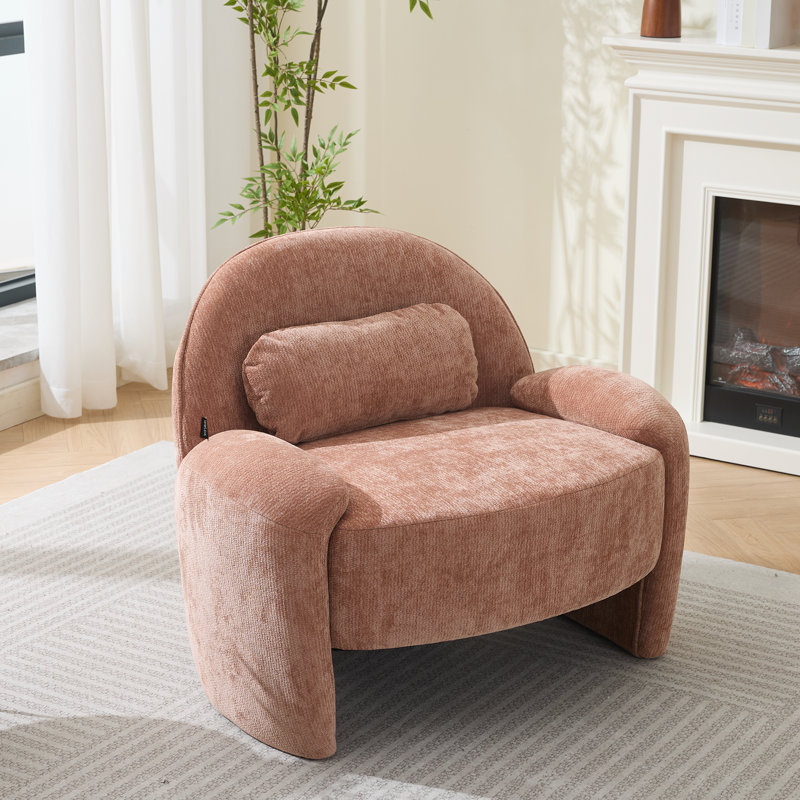 Fauteuil d'appoint moderne surdimensionné de 93 cm (36,6 po) recouvert de chenille, BLUE