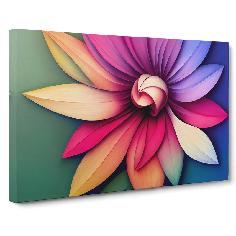 Vibrant Modern Flower Art Abstract - Wrapped Canvas, 35cm H x 50cm W x 3cm D