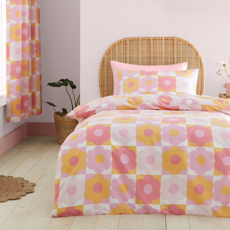 Retro Daisy Reversible Duvet Cover Set, Double