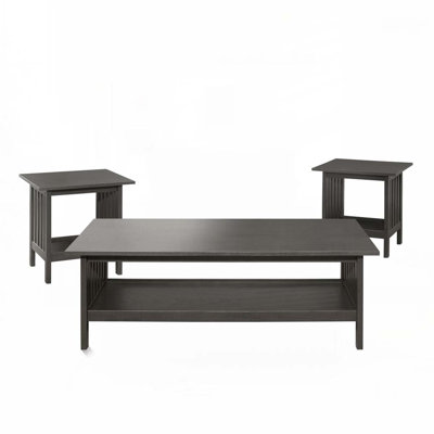 Classic Style Wood Top Coffee Table Set With Floor Shelf
