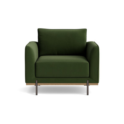 Fauteuil d'appoint en velours azur, vert olive