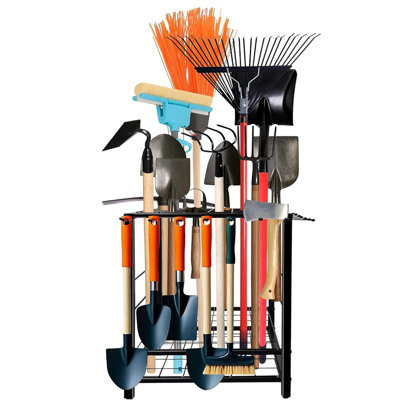 Organisateur d'outils de jardin, organisateur d'outils de jardin, rangement d'outils de jardin en métal, organisateur d'outils de jardin robuste pour garage, organisateur d'outils cloisonné et rangement pour remise, garage, support à outils