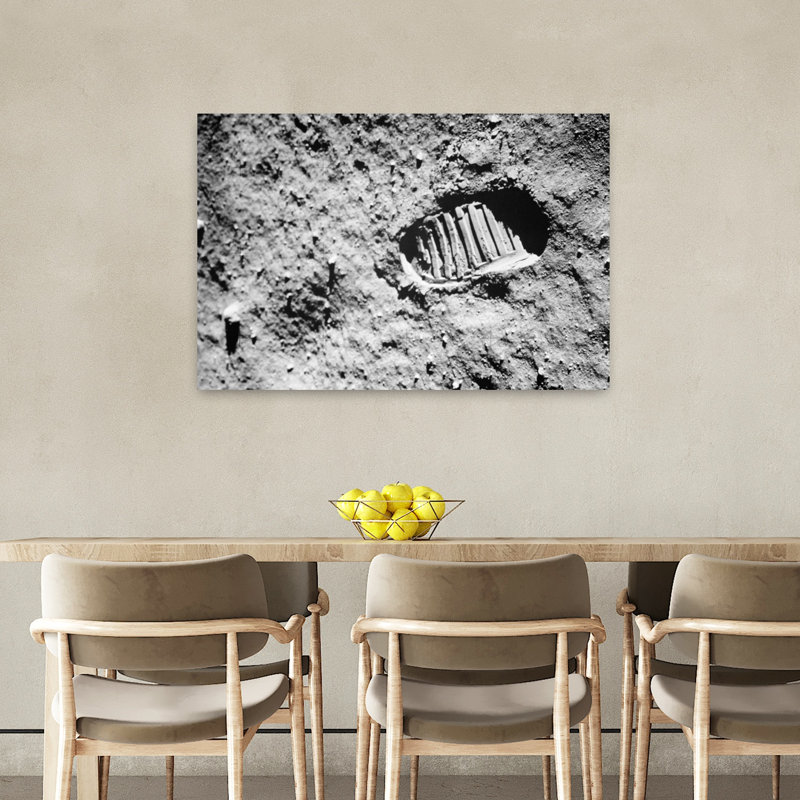 1960S Footprint Of First Step On Moon's Surface From Apollo 11 Mission Classic Retro Vintage Landscape Nature Wall Art