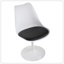 Chaise d'appoint pivotante Tulip pour cuisine et salle à manger avec siège rembourré et dossier incurvé, blanc-686301937