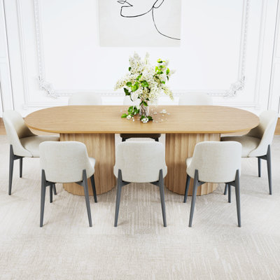Luna 9 - Piece Oval Solid Wood Dining Set