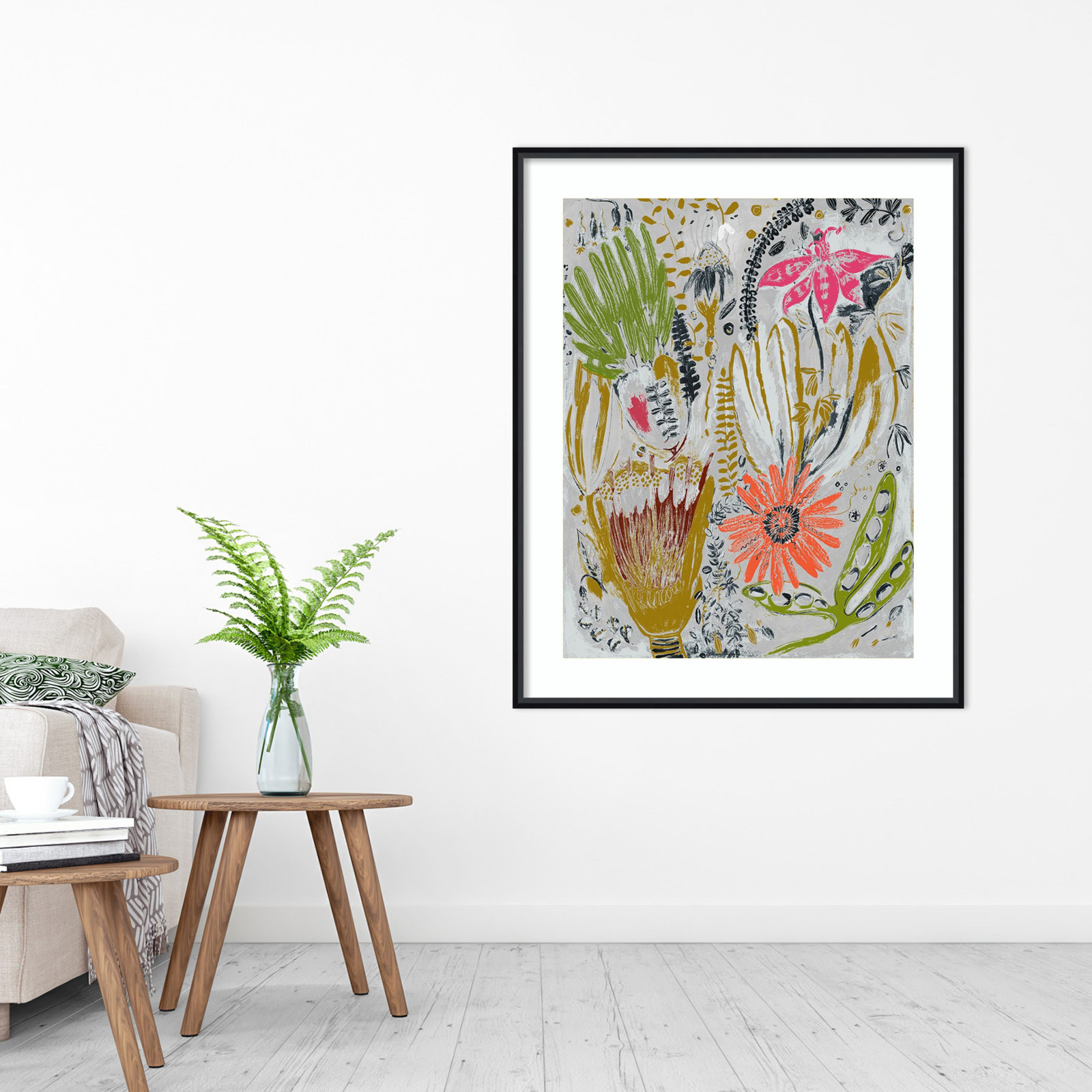 Tropical Blooms by Maya Woods, Black, 33" W x 41" H