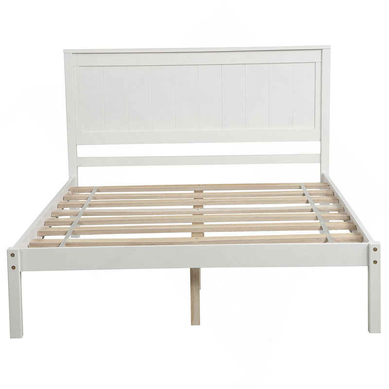 Perry Solid Wood Twin Size Standard Bed, Full/Double, White