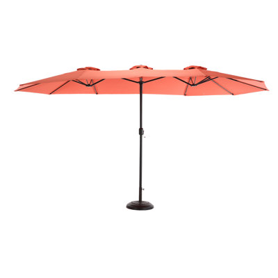 14.8Ft Double Sided Rectangular Outdoor Market Umbrella With Crank, Large Orange Patio Umbrella (Base Not Included) | Gift Idea