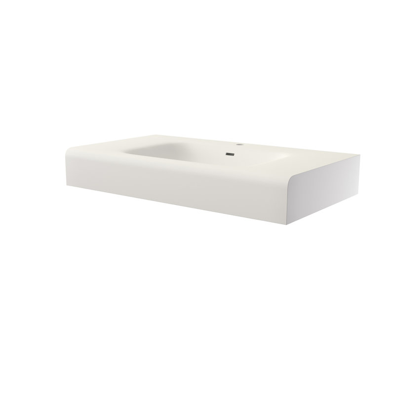 Meuble-lavabo de salle de bain en résine solide à surface solide - blanc mat, 21,99 po de largeur, 40,02 po de profondeur, 6,97 po de hauteur, 58,34 lb d’espaces d’adaptabilité universels, teinture, méthode d’installation facile, silhouettes élégantes,