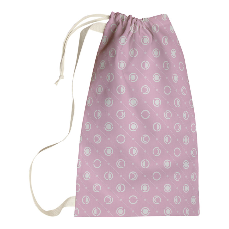 Skeffingt Fabric Laundry Bag with Handles, 29" H x 18" W x 1.5" D, Pink/White/Dark Pink