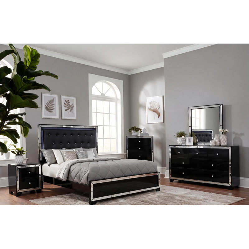 5 Piece Bedroom Set, Black, Queen