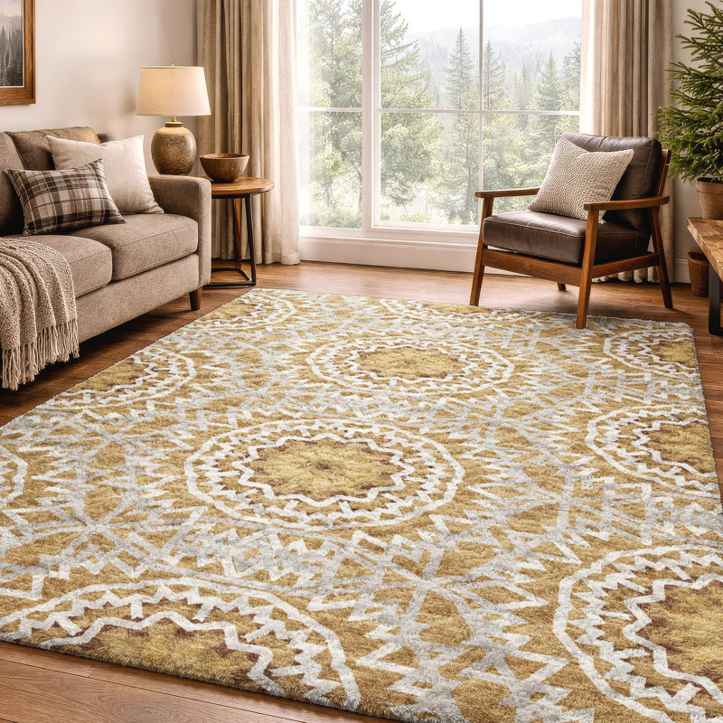 Tapis à poils longs lavable à la machine de qualité supérieure ADS619, Gold, 9' x 12'