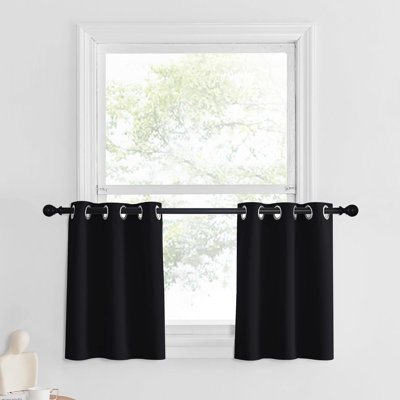 Blackout Small Window Valances, Rustic Farmhouse Curtains Grommet Top Thermal Insulated Window Drapes for Kitchen/Bathroom/Basement, 2 Panels.