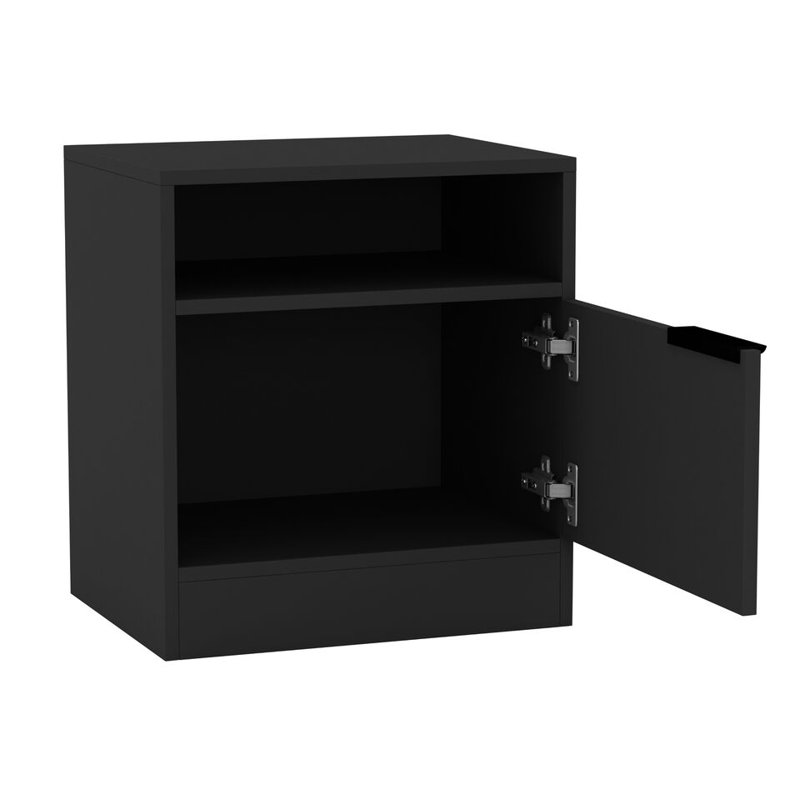 Swathi 114.3cm W Solid Wood Bedside Table, Black