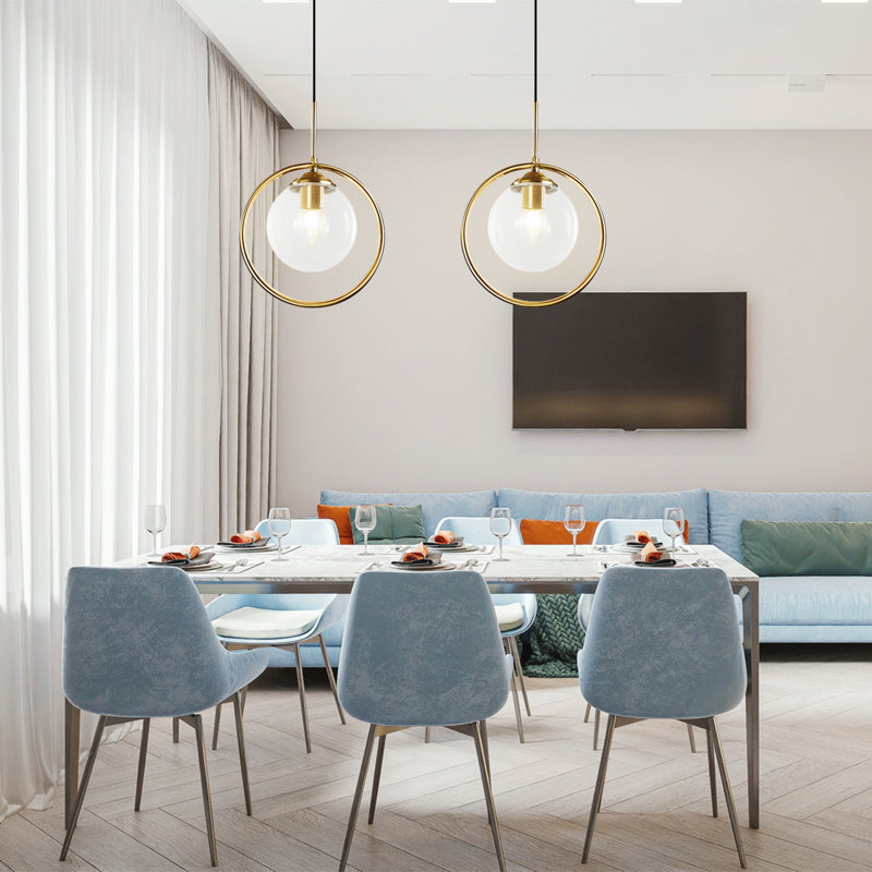 Modern Glass Globe Pendant Light – Stylish Indoor Hanging Lamp Fixture for Living Room, Bedroom, and Dining Room, Clear