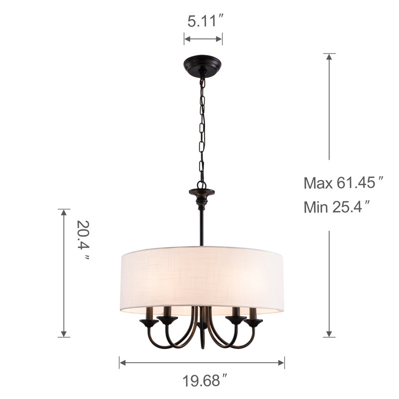 5-Light Modern Farmhouse Chandelier, Rustic Candle Ceiling Hanging Light Fixture for Dining Room