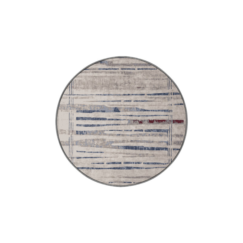 Machine Washable Gray Area Rug, Round 3'