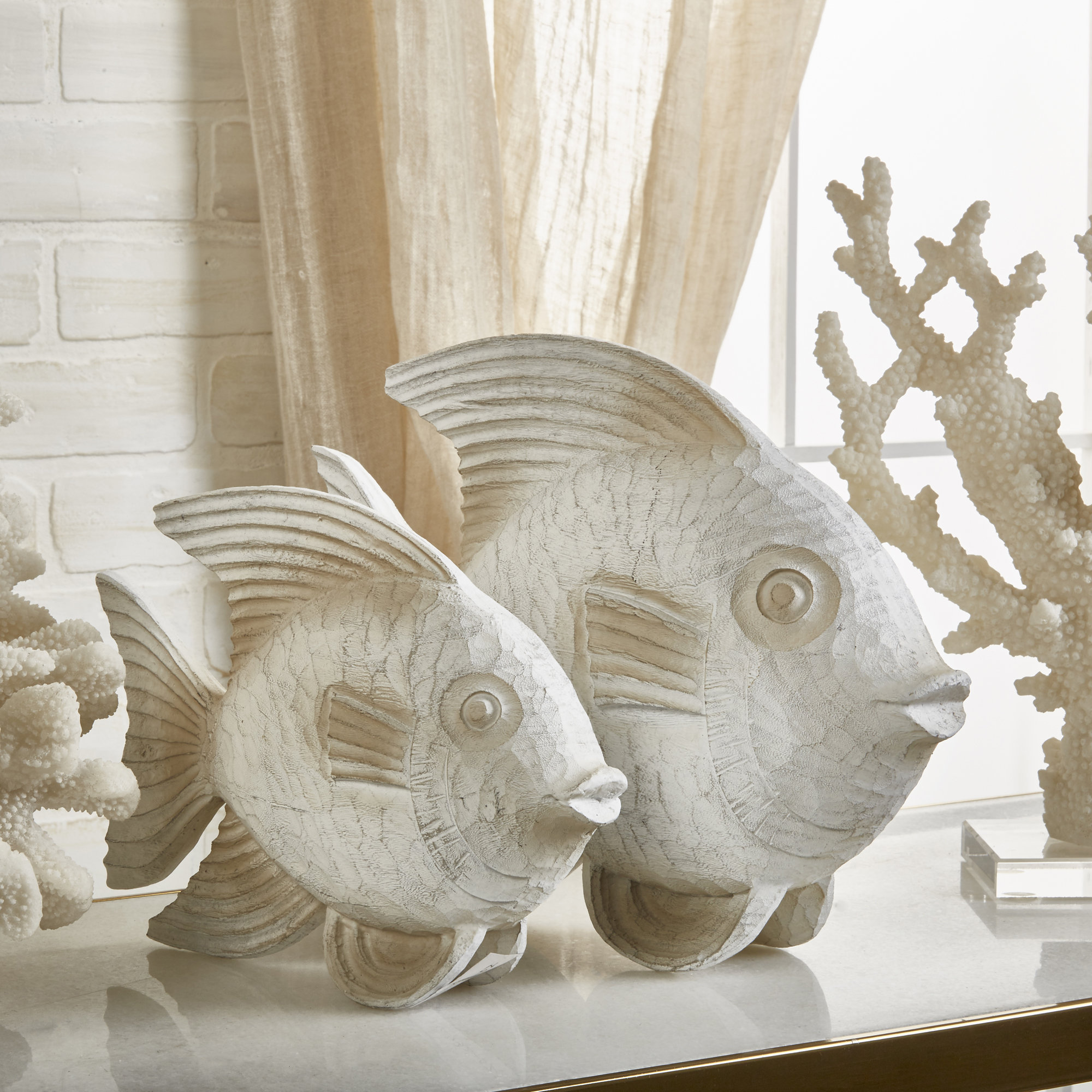 Bay Isle Home™ Bywood Coastal Polyresin Fish Figurine - Decorative ...