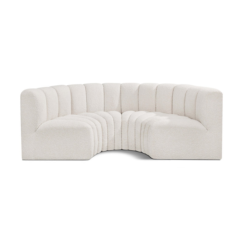 Hiten Upholstered Curved Sectional Reversible, Cream Boucle Fabric