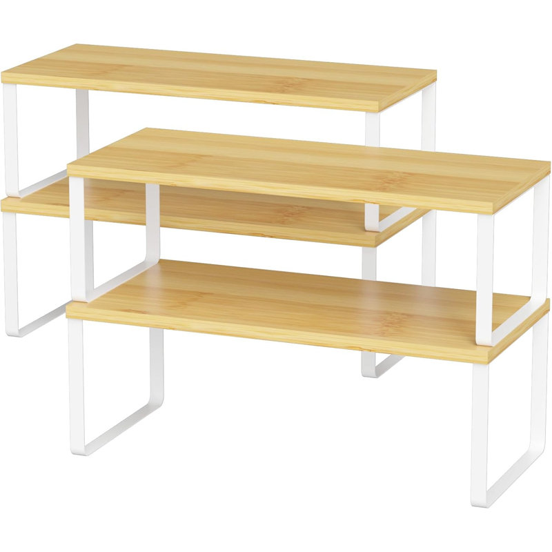 Étagère à épices étendue en bambou - ensemble de 4 - blanc, Blanc
