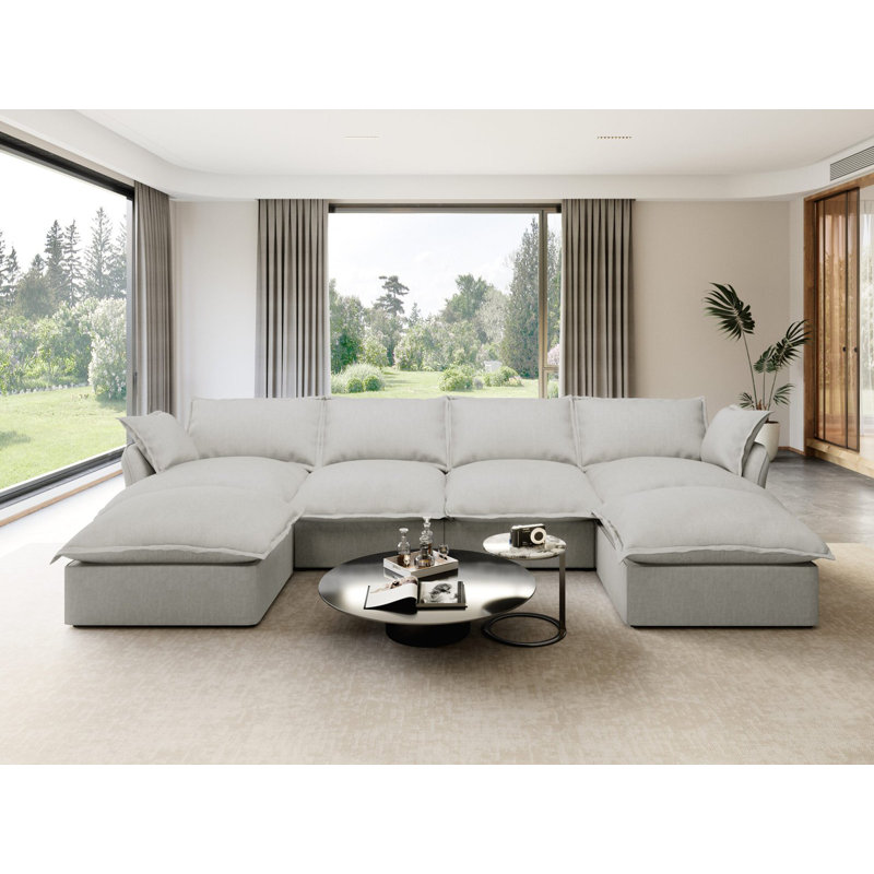 Modular Sectional Couch Down Filled Sofa, Comfty Convertible Deep Seat Cloud Couch For Living Room, Detachable Washable Couches Cushion Covers