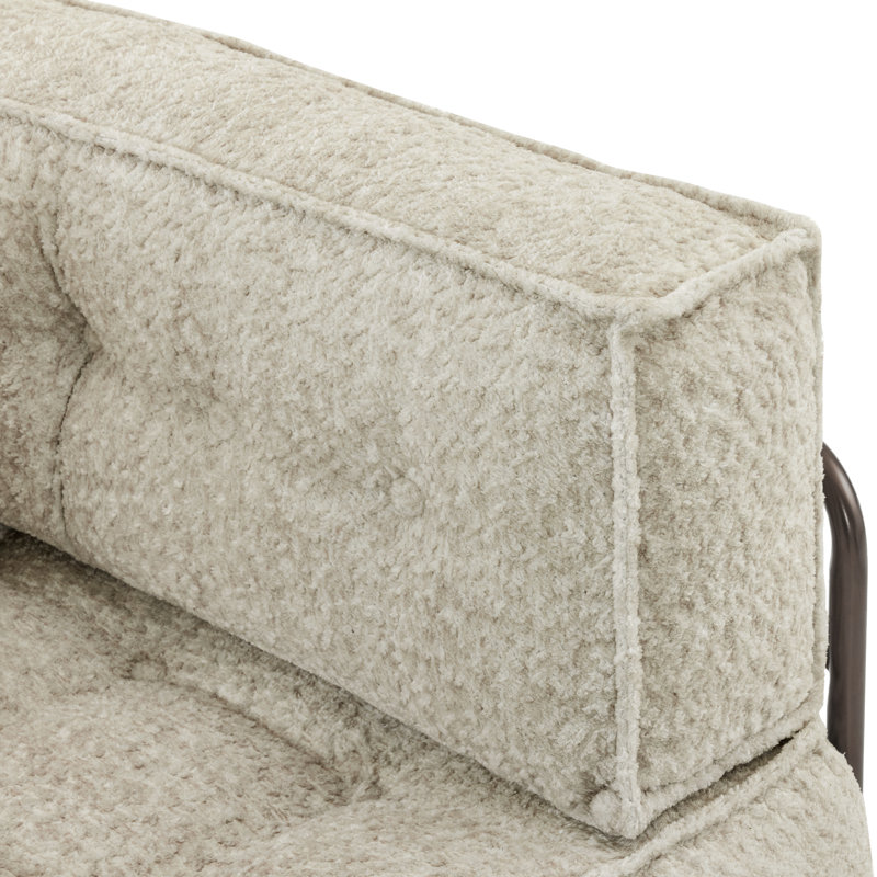 Fauteuil d'angle large Kevene 36,2, Fausse fourrure ivoire