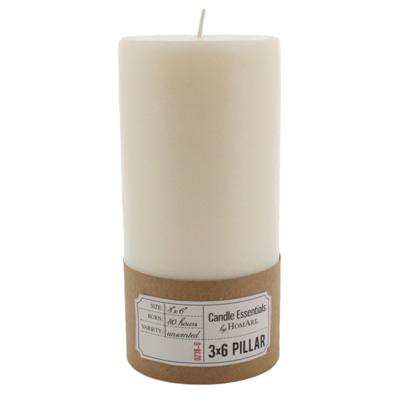 Bougie pilier en paraffine non parfumée