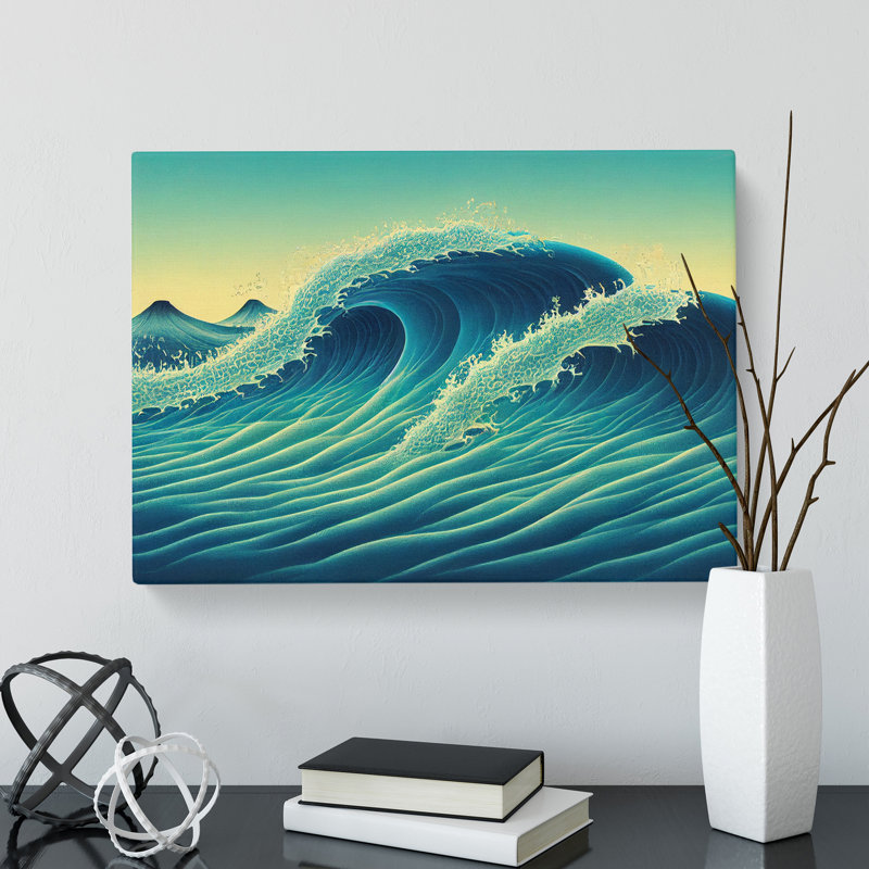 XXX-H1022-WF-7161X Pretty Japanese Wave - Wrapped Canvas Print, 40cm H x 60cm W x 3cm D