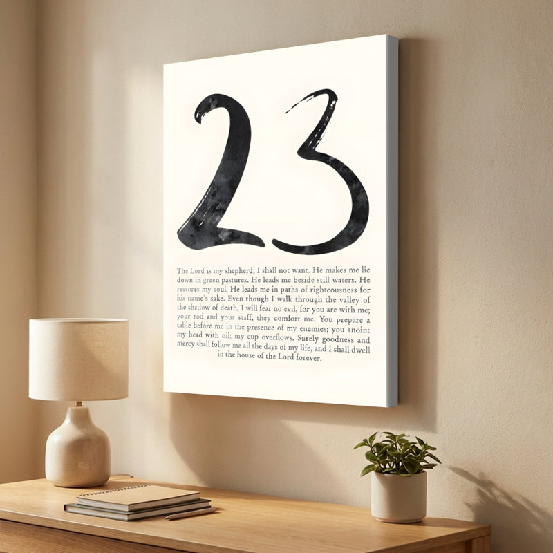 «Modern Calligraphic Psalm 23 Scripture Verse», art sur toile tendue - H 24 po x l 36 po x P 1 po