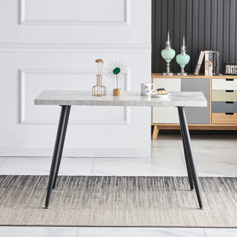 Ernst 120/150cm Nordic Metal Base Rectangular Manufactured Wood Dining Table, Grey, 120cm x 70cm