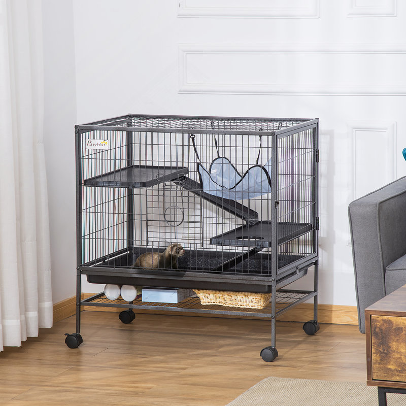 Cage polyvalente à 3 niveaux pour petits animaux avec plusieurs fonctionnalités