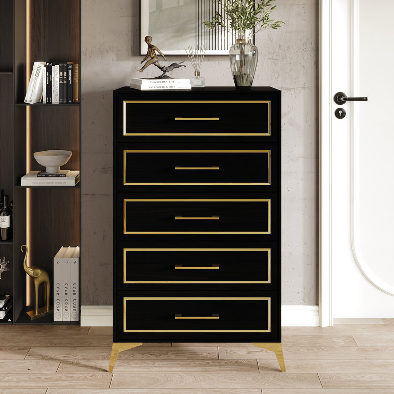 Baccus 29.53'' W 5 - Drawer Dresser, Black